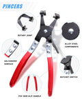 100 Piece 6 To 25mm Spring Hose Clamps Assortment Kit With Swivel Flat Hose Clamp Plier, highlighting design features