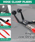 365 Piece Spring Hose Clamps Kit 6 To 25mm With 45 Degree Plier featuring angled jaw design and locking mechanism.