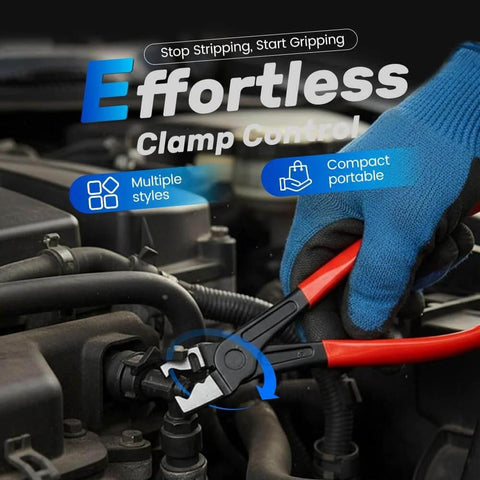 Professional Hose Clamp Pliers Kit 4 Pcs Includes Disconnecting Pliers Crimping Pliers Cutting Pliers And Wire Strippers For Tackle Wiring Electrical Repairs Auto Maintenance DIY Car Enthusiasts And Pros in use on car engine