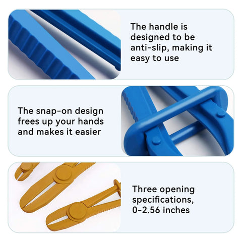 Plastic Insulated Hose Clamp Pliers Set In 3 Sizes With 6 Pieces For Automotive Radiator Brake Gas Coolant Hoses And Fuel Lines Red Made From Heat Resistant Nylon Non Conductive To Prevent Short Circuits And Fluid Line Damage During Maintenance with anti-slip handle and snap-on design, sizes 0-2.56 inches.