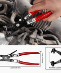 Using WiseUp 4 Piece Hose Clamp Pliers Set Including 27 Inch Long Reach Spring Clamp Pliers Clic R Type Pliers Hose Remover And Flat Band Clamp Tool For Automotive Fuel Oil Coolant And Radiator Hoses on engine