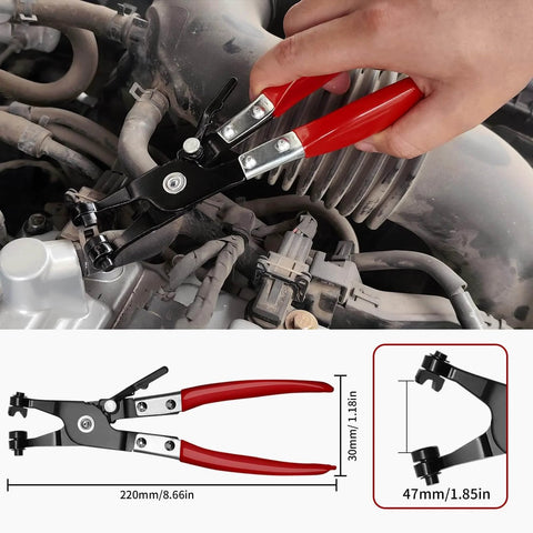 Using WiseUp 4 Piece Hose Clamp Pliers Set Including 27 Inch Long Reach Spring Clamp Pliers Clic R Type Pliers Hose Remover And Flat Band Clamp Tool For Automotive Fuel Oil Coolant And Radiator Hoses on engine
