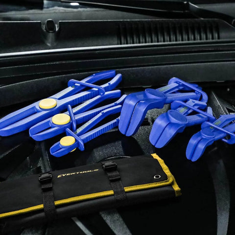 6 Piece Hose Clamp Pliers Set With Straight And 90 Degree Angled Jaws For Radiator And Fuel Lines Brake Coolant Hoses Includes Three Sizes