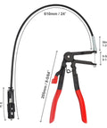 Hose Clamp Pliers Tool For Removing And Installing Flat Hose Clamps And Spring Clamps With Cable, red ergonomic handles, 610mm cable.