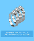 KE24BX 10 Piece SAE 24 Hose Clamp Set In Silver With 300 Series Stainless Steel For Maximum Corrosion Resistance