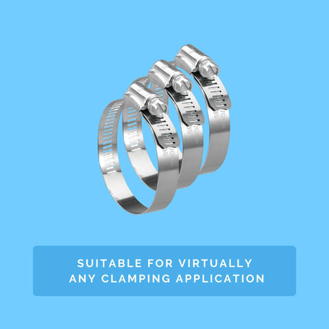 KE24BX 10 Piece SAE 24 Hose Clamp Set In Silver With 300 Series Stainless Steel For Maximum Corrosion Resistance