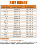 Size range chart for 2 Pack 3.5 Inch Stainless Steel T Bolt Hose Clamps 95 To 103mm Clamp Range For 3.5 Inch Hose Outer Diameter
