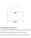 Guide showing size selection for "Stainless Steel T Bolt Tube Clamps Heavy Duty Hose Clip For Water Line Connections Premium Corrosion Resistant Clamp For Home And Industrial Plumbing Applications 36 To 39mm Size With Adjustable Clamp Range 17 To 51mm White Finish"