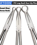 Three Piece Beefy Hose Gripper Pliers Set Spark Plug Pliers five sixteenth inch one half inch and three quarter inch hose grippers