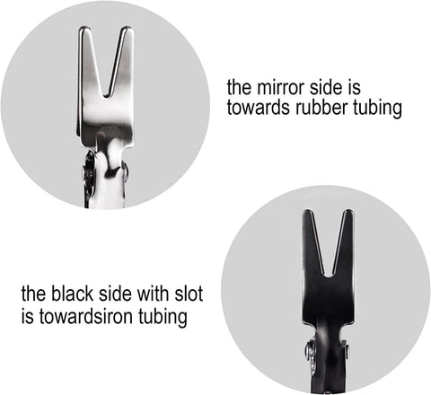 Automotive Hose Removal Pliers For Fuel And Vacuum Lines Stubborn Hose Separator Tool showing mirror and black slotted sides