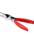 Automotive Hose Removal Pliers For Fuel And Vacuum Lines Stubborn Hose Separator Tool with red rubber grips, side view