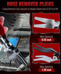 8 Piece Hose Clamp Pliers Set With Hose Pinch Off And Hose Removal Pliers for auto hose removal shown with specifications