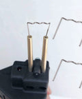 Close-up of Car Bumper Staples Kit For Auto Body Repair 500Pcs pre-cut wave staples, shown with hot stapler welding tool.