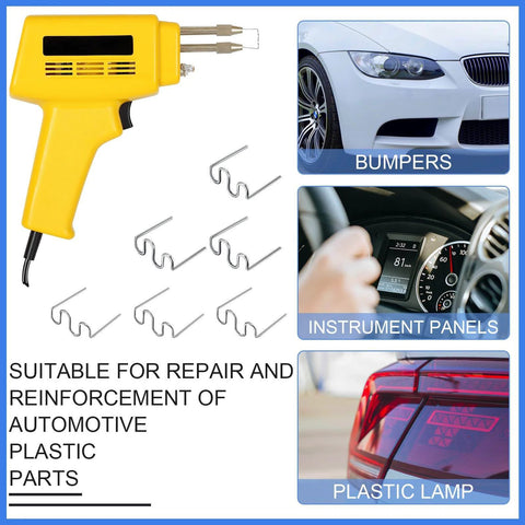 Hot Staples Welding Wire Kit For Plastic Repairs, kit contents and applications for car bumpers, dashboards, and lamps