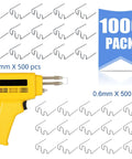 Hot Staples Welding Wire Kit For Plastic Repairs, yellow tool with 1000 pieces in 0.8 mm and 0.6 mm wave shape, tungsten steel