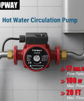 High Efficiency 115V 17 GPM Cast Iron Hot Water Circulation Pump With 1 Inch Flange Inlet Outlet And Three Speed Control For Water Heater System Maximum Lift 20 Feet And Maximum Temperature 230F installed view