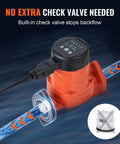 High Efficiency Hot Water Recirc Pump 16 GPM 110V 42W With 1 Inch NPT Flange For Home Water Heater System EMC Auto Circulation VEVOR 007E2F2, showing built-in check valve.