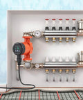 High Efficiency Hot Water Recirc Pump 16 GPM 110V 42W with 1 Inch NPT Flange for home water heater system, installed view