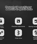 Icons showing uses of Extend Door Lock Hinge Lubricant 60ml Grease And Penetrating Oil For No More Squeaks And Smoother Sliding Multi Purpose