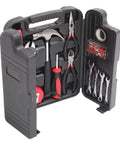 136 Piece Tool Set General Household Hand Tool Kit with Plastic Toolbox Storage Case open showing pliers, hammer, wrenches, and screwdrivers