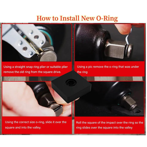 Installation steps for 12 Pack Three Eighths Inch Impact Wrench Retaining Rings Friction Rings And O Rings With Anvil Install Tool Kit