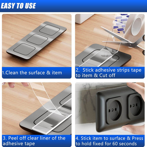 Step-by-step guide using Extra Wide Double Sided Mounting Tape Heavy Duty Clear Adhesive Strips Removable For Pictures Frames