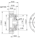 HS-14 Strain Wave Gear Reducer, 70mm Harmonic Drive Gear Ratio 100:1 technical drawing with dimensions.
