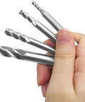 Hand holding 10 Piece 4 Flute End Mill Set In Metric Sizes From 2mm To 12mm HSS High Speed Steel For CNC Milling Cutters