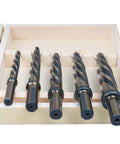 Pro Grade HSS Car Reamer Set With Spiral Flute, 5 Piece, Gold Oxide Finish, Straight Shank Reamers With Stop Collar For Precise Hole Sizing