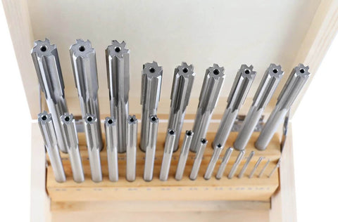 Top view of HSS Chucking Reamer Set 1 To 13 Mm By Half Millimeter In A Fitted Case 25 Piece Straight Shank Straight Flute Right Hand Cut