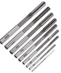 Chucking Reamer Set for Lathe Machine 2mm 3mm 4mm 5mm 6mm 7mm 8mm 9mm 10mm High Speed Steel HSS Straight Flute Reamers with H8 Tolerance 9 Piece Set for Precision Milling and Drilling displayed in an ascending order layout.
