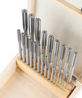 HSS Chucking Reamer Set 1 To 13 Mm By Half Millimeter In A Fitted Case 25 Piece Straight Shank Straight Flute Right Hand Cut Includes Wooden Case Model 5500 SB00 Accusize Industrial Tools.