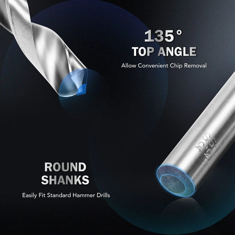 Close-up of 135° drill bit and round shank from Pro Grade All In One Thread Repair Kit With Helicoil Inserts For SAE And Metric Rethreading