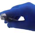 Blue gloved hand holding Premium Countersink Deburring Hand Reamer Set With HRC64 Hardened HSS Steel Heads For Metal Copper PVC Pipes