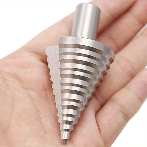 5-35MM High Speed Steel Step Drill Bit for Wood and Metal, HSS Drill Bit Set, shown in hand for scale