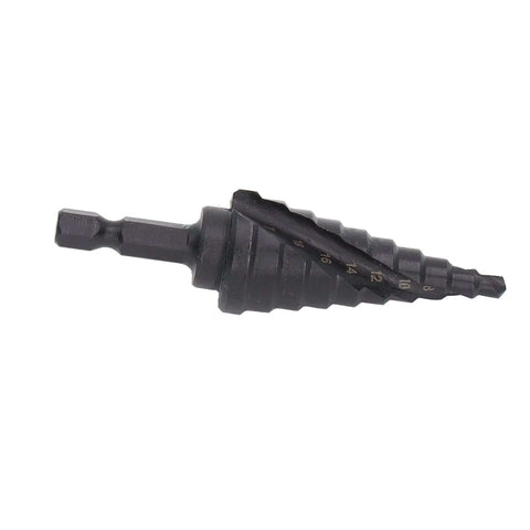 Heavy Duty HSS Step Drill Bit and Hole Reamer With Pagoda Style Spiral Groove for Metal, 10 Steps From 4 to 22mm, Hex Shank