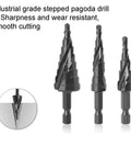 Heavy Duty HSS Step Drill Bit and Hole Reamer With Pagoda Style Spiral Groove for Metal, 10 Steps From 4 to 22mm, hex shank