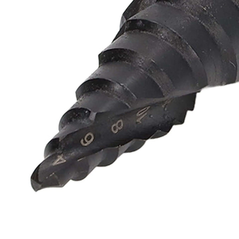 Close-up of Heavy Duty HSS Step Drill Bit and Hole Reamer With Pagoda Style Spiral Groove