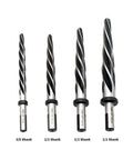 ProGrade HSS Taper Chucking Reamer Set For Drill Construction, 4-piece, with sizes 3/8, 1/2 shanks, tapered for precision drilling