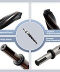 ProGrade HSS Taper Chucking Reamer Set For Drill Construction, 4-Piece, Tapered Point, 5 Spiral Groove, 3-Flat Shank