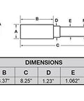 Diagram showing dimensions of Five Bolt Hub Assembly For Four And A Half Inch With Beefed Up Two One And One Sixteenth Inch Straight Spindles