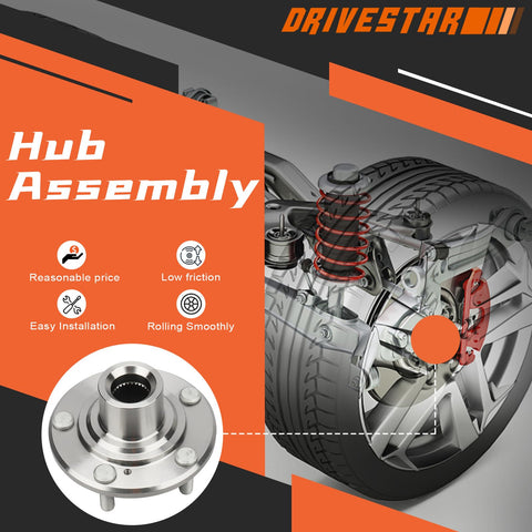 Diagram showing hub assembly with text highlighting features like reasonable price and easy installation. Pair Beefed-Up Front Wheel Hub Assembly For Honda Crosstour 2012-2015, Honda Accord 2008-2012, Accord Crosstour 2010-2011, Acura TSX 2009-2014 With Durable Bearings And Kyodo Yushi AF-I Grease