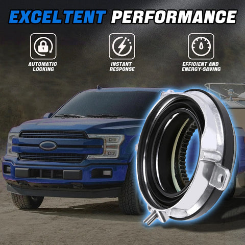 Hub Locking Actuator For Ford F150 2016 2020 And Expedition 2016 2018 4x4 4WD Direct Replacement Auto Locking Hub For Lincoln Navigator 2016 2018 Replaces GL1Z3C247A Premium Quality Replacement For Easy Install And Smooth 4WD Engagement displayed in front of truck