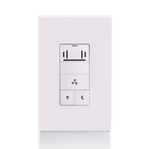 Front view of white Smart Humidity Sensor Light Switch for Bathroom Exhaust Fans, Ventilation Fans, LED Lights, and Night Light with Auto Control