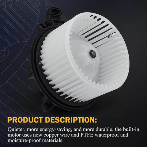 HVAC Heater Blower Motor Assembly for Ford F150 2009 2014 Expedition 2009 2017 Lincoln Navigator, white plastic and metal component.