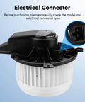 Front view of HVAC blower motor with electrical connector for Jeep Grand Cherokee, Dodge Durango, replaces 700216, 68029719AA