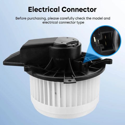Front view of HVAC blower motor with electrical connector for Jeep Grand Cherokee, Dodge Durango, replaces 700216, 68029719AA