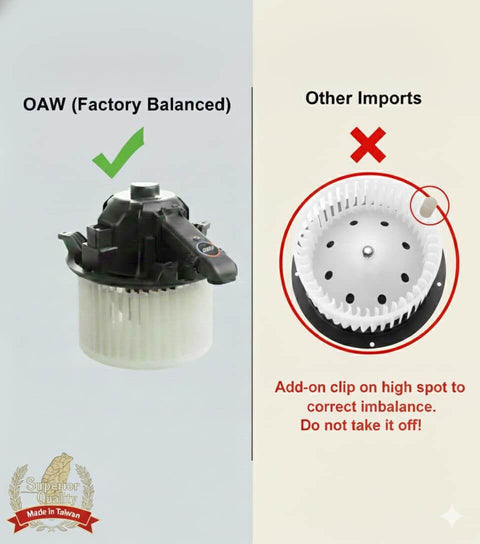 HVAC Blower Motor Fan For Ford Expedition 2009 To 2017 F150 2009 To 2014 Lincoln Navigator 2009 To 2017 And Lobo 2009 To 2014 Replacement With Copper Wind Beefy Airflow Yet Quiet Under 45 dB Made In Taiwan Factory Balanced Impeller 1 Year Warranty USA, side-by-side comparison with other import fans