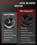 Comparison of old HVAC blower motor versus new AC Blower Motor For Chevy Silverado GMC Sierra Buick Enclave Cadillac Escalade Acadia 2010 2017.