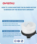 Front HVAC Blower Motor For Chevy Tahoe Suburban Silverado Avalanche GMC Yukon Sierra Cadillac Escalade 2007 2014 Drop In Replacement By GVPART4U Direct Fit with resistor.